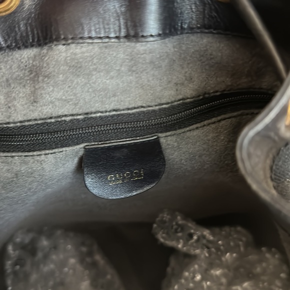 GUCCI Black Monogram GG drawstring bucket adjustable Vintage Authentic 9x12inch - Picture 9 of 10